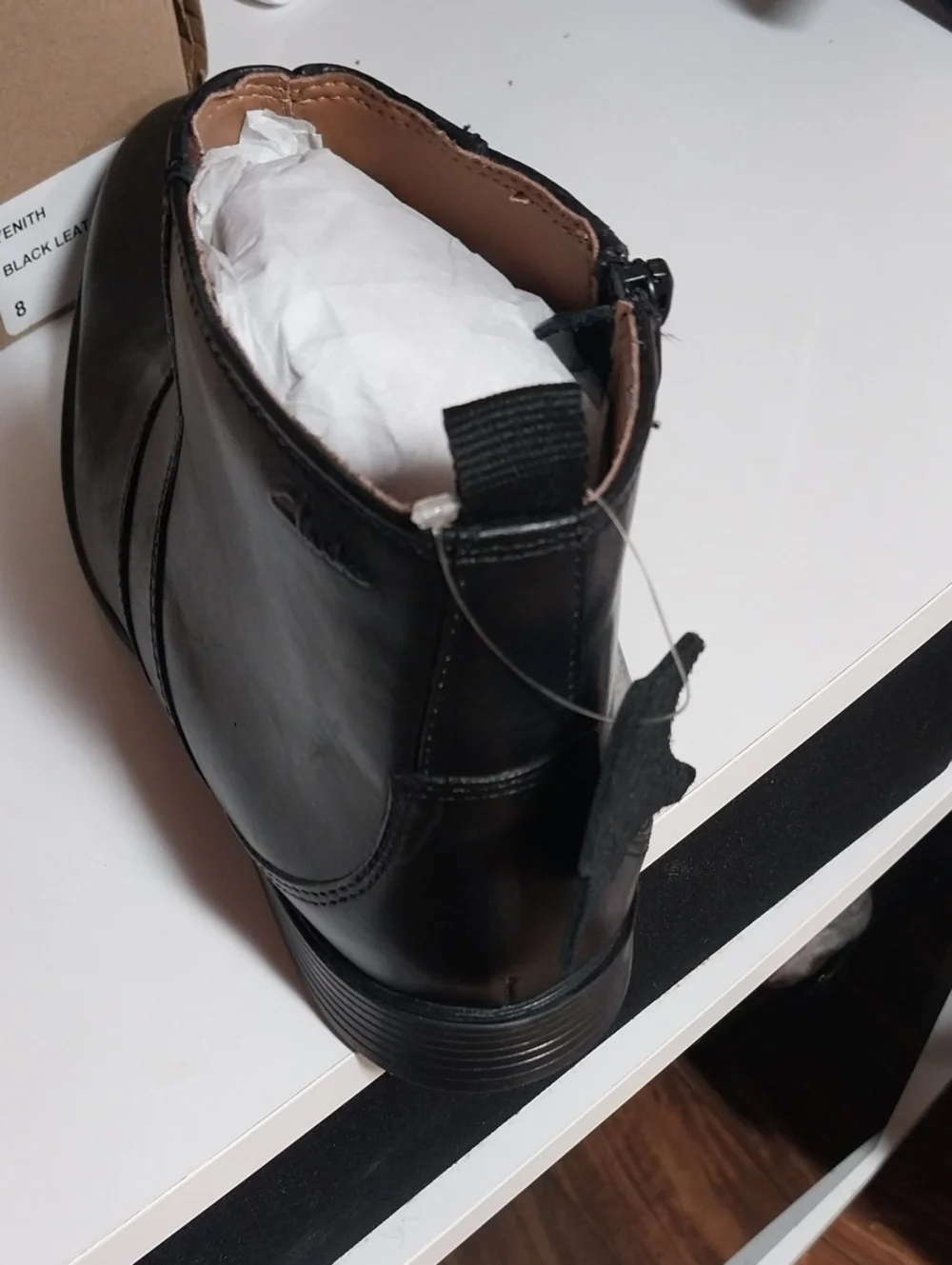 Clarks Black Leather Chukka Boot with Side Zip